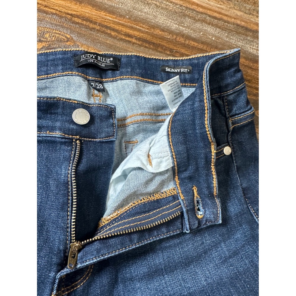 Judy Blue Skinny Fit Dark Wash Raw Hem High Rise Jeans JB82201DK Size 7 28 - Picture 8 of 11